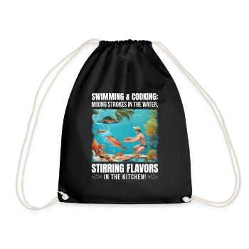 Natation et cuisine - Sac de sport léger - noir - Devant