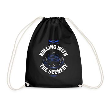 Van life / ROLLING WITH THE SCENERY - Drawstring Bag - black - Front