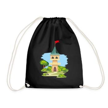 Château caricatural - Sac de sport léger - noir - Devant