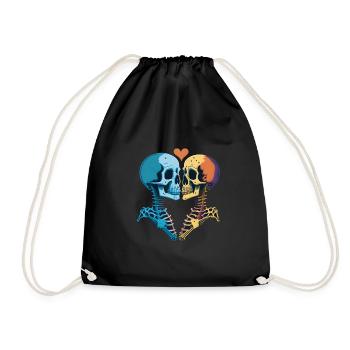 Kissing romantic skeletons - Drawstring Bag - black - Front