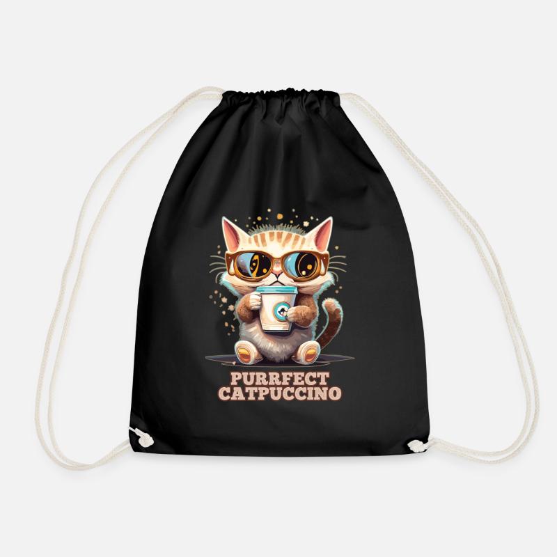 Purrfect Catpuccino - Turnbeutel - Schwarz