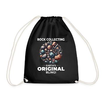 Rock Collecting Mineral Collector Hunting Geology - Drawstring Bag - black - Front
