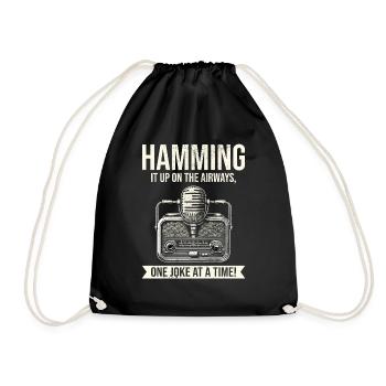 Amateur Vintage Radio Ham Operator Microphone - Drawstring Bag - black - Front