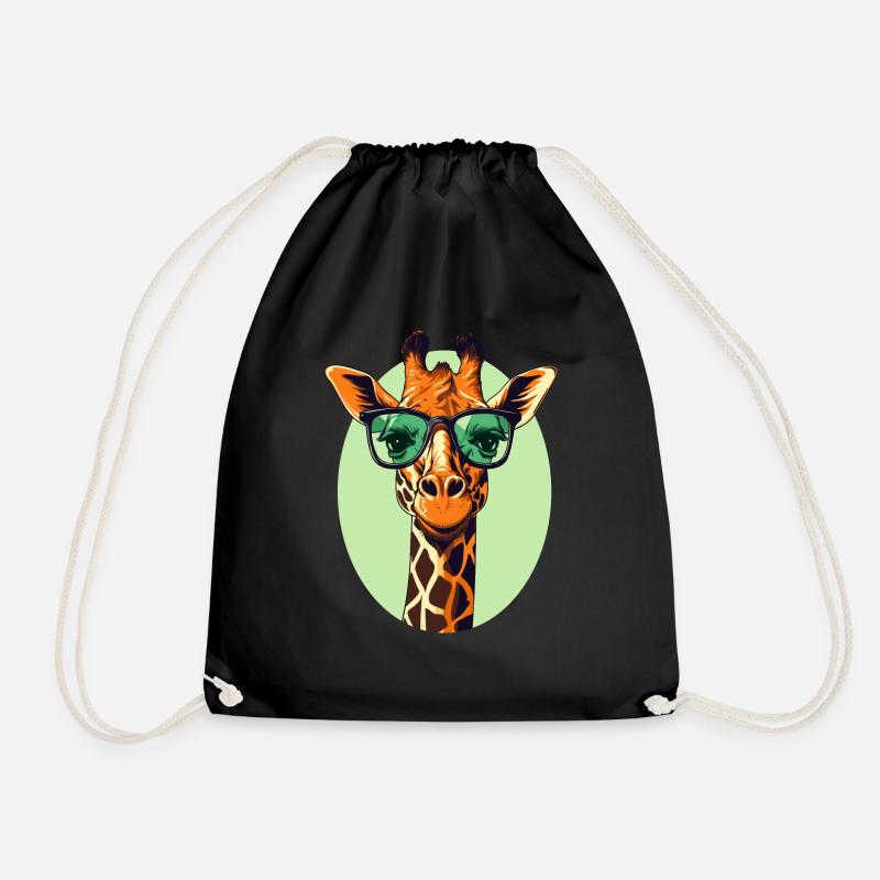 Giraffe mit Brille - Turnbeutel - Schwarz