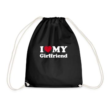 I Love My Girlfriend - Drawstring Bag - black - Front