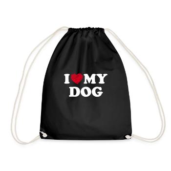 I Love My Dog - Drawstring Bag - black - Front