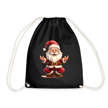 Zen Claus: Yoga-Posen-T-Shirt des Weihnachtsmanns - Turnbeutel - Schwarz - Vorne