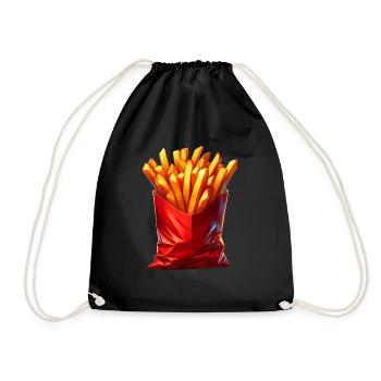 Pommes Fritten - Turnbeutel - Schwarz - Vorne