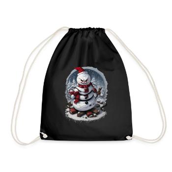 Snowman Evil Evil Snowman Winter Christmas - Drawstring Bag - black - Front