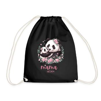 Mama est 2024 I Panda Bear Mum I First Time Mom - Drawstring Bag - black - Front