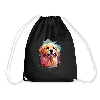 chien golden retriever mignon - Sac de sport léger - noir - Devant