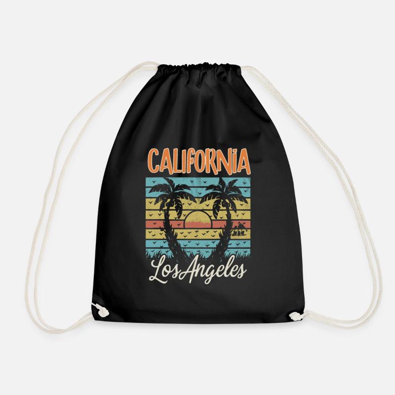 California_LosAngeles - Drawstring Bag - black
