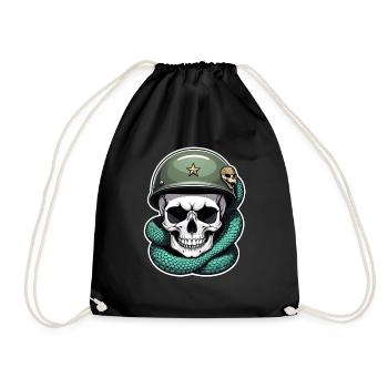 serpent squelette et tatouage - Sac de sport léger - noir - Devant