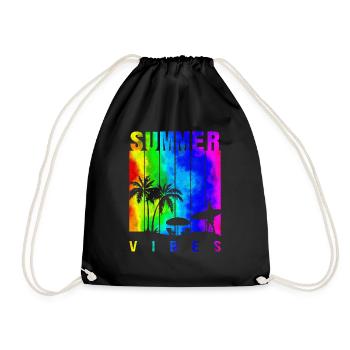 Summer Illustration Summer Floral Art Flower Sea - Drawstring Bag - black - Front