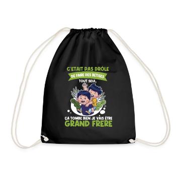 Big Brother Child on a Mission - Pregnancy Announcement - Drawstring Bag - black - Front