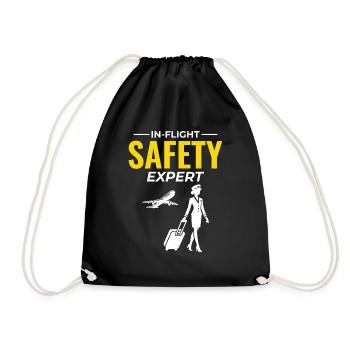 Flight Attendant Aviation Cabin Crew Air Hostess - Drawstring Bag - black - Front