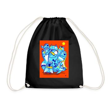 Spooky family cartoons - Drawstring Bag - black - Front