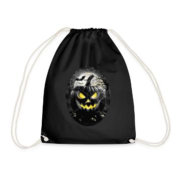 Halloween Kürbis Kopf - Turnbeutel - Schwarz - Vorne