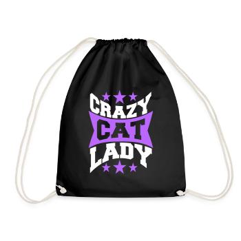 Chat fou Dame Texte Folle Femme Chats Amour - Sac de sport léger - noir - Devant