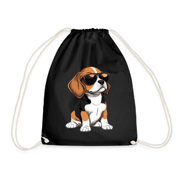 Lustiger Beagle Hund - Turnbeutel - Schwarz - Vorne