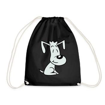 chien assis mignon petit chiot heureux animal de compagnie - Sac de sport léger - noir - Devant
