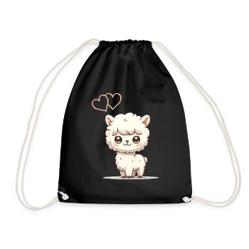 Alpaca Love - Drawstring Bag - black - Front