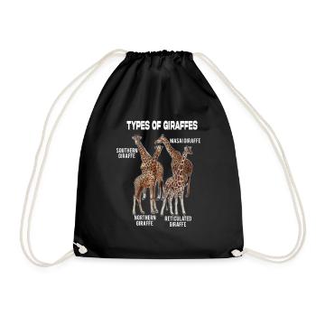 ARTEN VON GIRAFFEN Lustige Giraffenrassen Vintage - Turnbeutel - Schwarz - Vorne