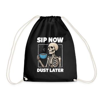 Lusitges Coffee Tea Lover Skeleton - Drawstring Bag - black - Front