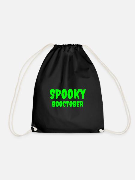 Spooky Booctober Jack-O'-Lantern Design - Drawstring Bag - black