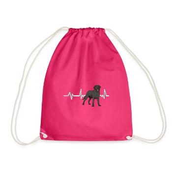 Black Labrador Labbi Labrador Heartbeat - Drawstring Bag - fuchsia - Front