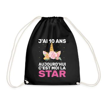 J'ai 10 Ans Aujourd'hui C'est Moi La Star Cadeau - Sac de sport léger - noir - Devant