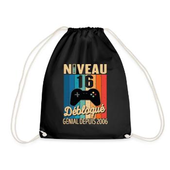 Niveau 16 Ans Débloqué Génial Depuis 2006 Cadeau - Sac de sport léger - noir - Devant
