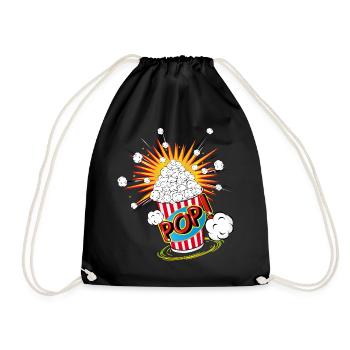 Popcorn im Pop Art Stil - Turnbeutel - Schwarz - Vorne