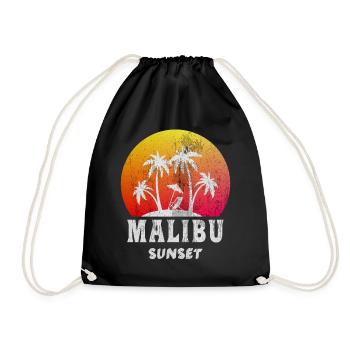 Malibu Sunset / Californie / Rétro / cadeau - Sac de sport léger - noir - Devant