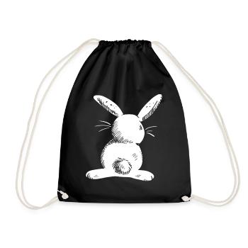 White long eared hare comic - Drawstring Bag - black - Front