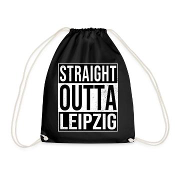 Straight Outta Leipzig - Turnbeutel - Schwarz - Vorne