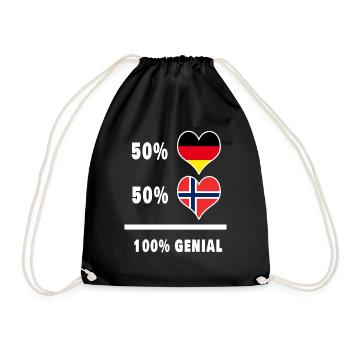 Germany and Norway Genial / Gift - Drawstring Bag - black - Front