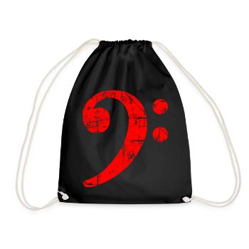 Bass Clef Vintage Musical Symbols Design (Rouge) - Sac de sport léger - noir - Devant