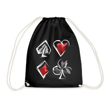 Skat Poker Jeu de Cartes Jeu Couleurs Coeur de Pique Caro - Sac de sport léger - noir - Devant