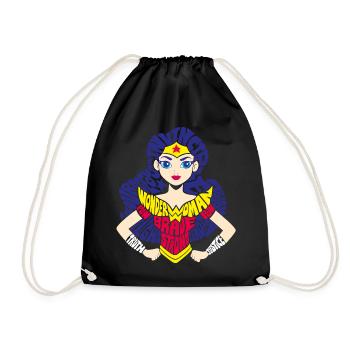 DC Super Hero Girls Wonder Woman Typography - Drawstring Bag - black - Front