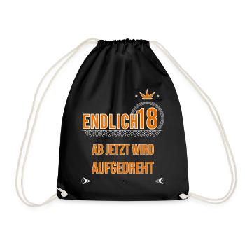 18. Geburtstag - Turnbeutel - Schwarz - Vorne