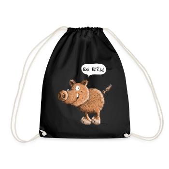 Be Wild - Wild Boar - Pig - Pigs - Drawstring Bag - black - Front