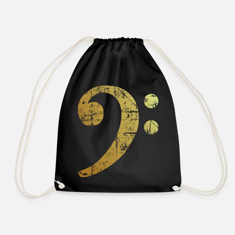 Bass Clef Ancient Gold - Drawstring Bag - black