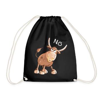 Nö Stier - Bulle- Kuh - Comic - Nein - Fun - Turnbeutel - Schwarz - Vorne