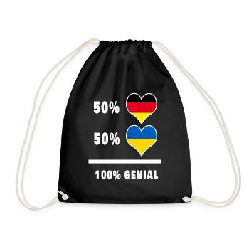 Germany and Ukraine Genial / Gift - Drawstring Bag - black - Front