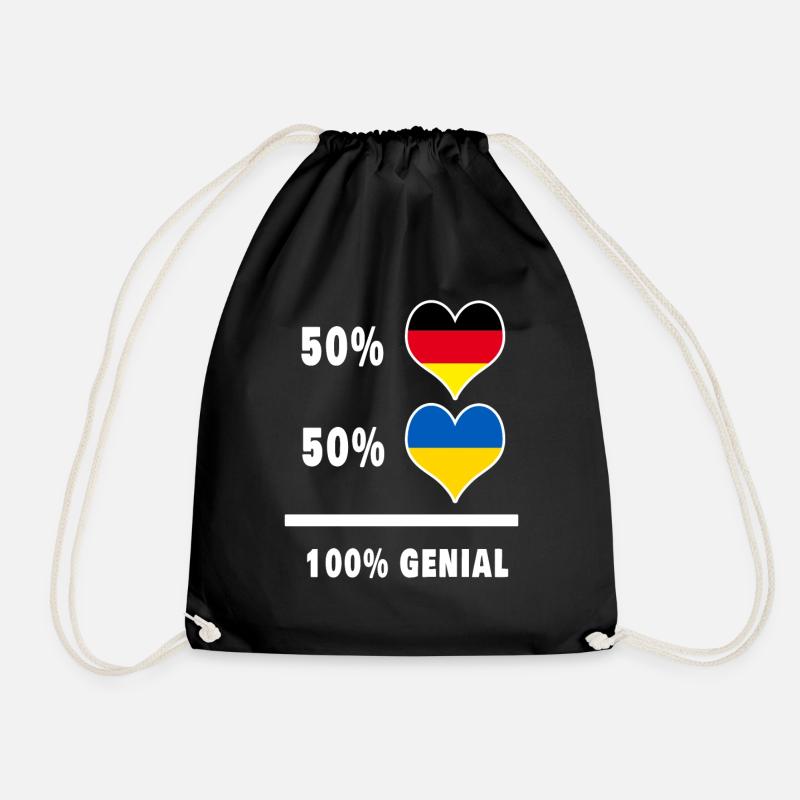Germany and Ukraine Genial / Gift - Drawstring Bag - black