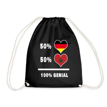 Deutschland und Marokko Genial / Geschenk - Turnbeutel - Schwarz - Vorne