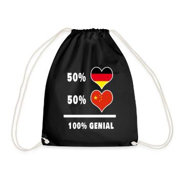 Deutschland und China Genial / Geschenk - Turnbeutel - Schwarz - Vorne