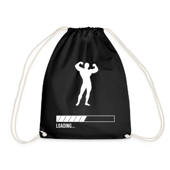 Bodybuilder Loading... - Drawstring Bag - black - Front
