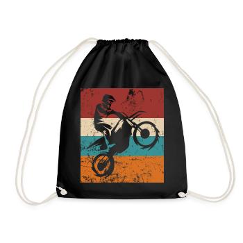 Vintage Motocross Fahrer Dirtbike Motorrad Enduro - Turnbeutel - Schwarz - Vorne